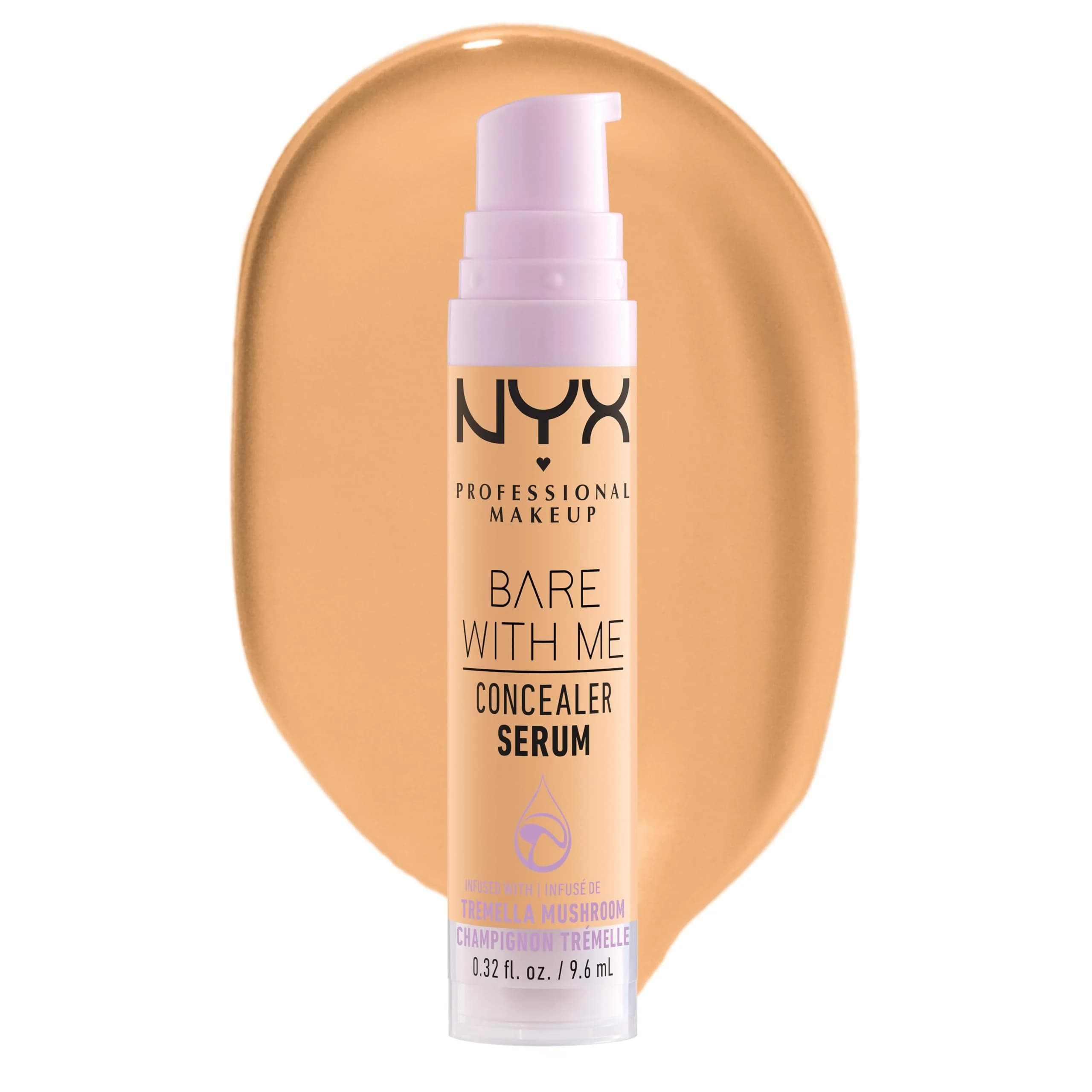NYX PROFESSIONAL MAKEUP Bare With Me Concealer Serum Golden 9.5ml (0.32 Fl Oz) | 24Hr Hydration & Natural Finish — 05 Golden
