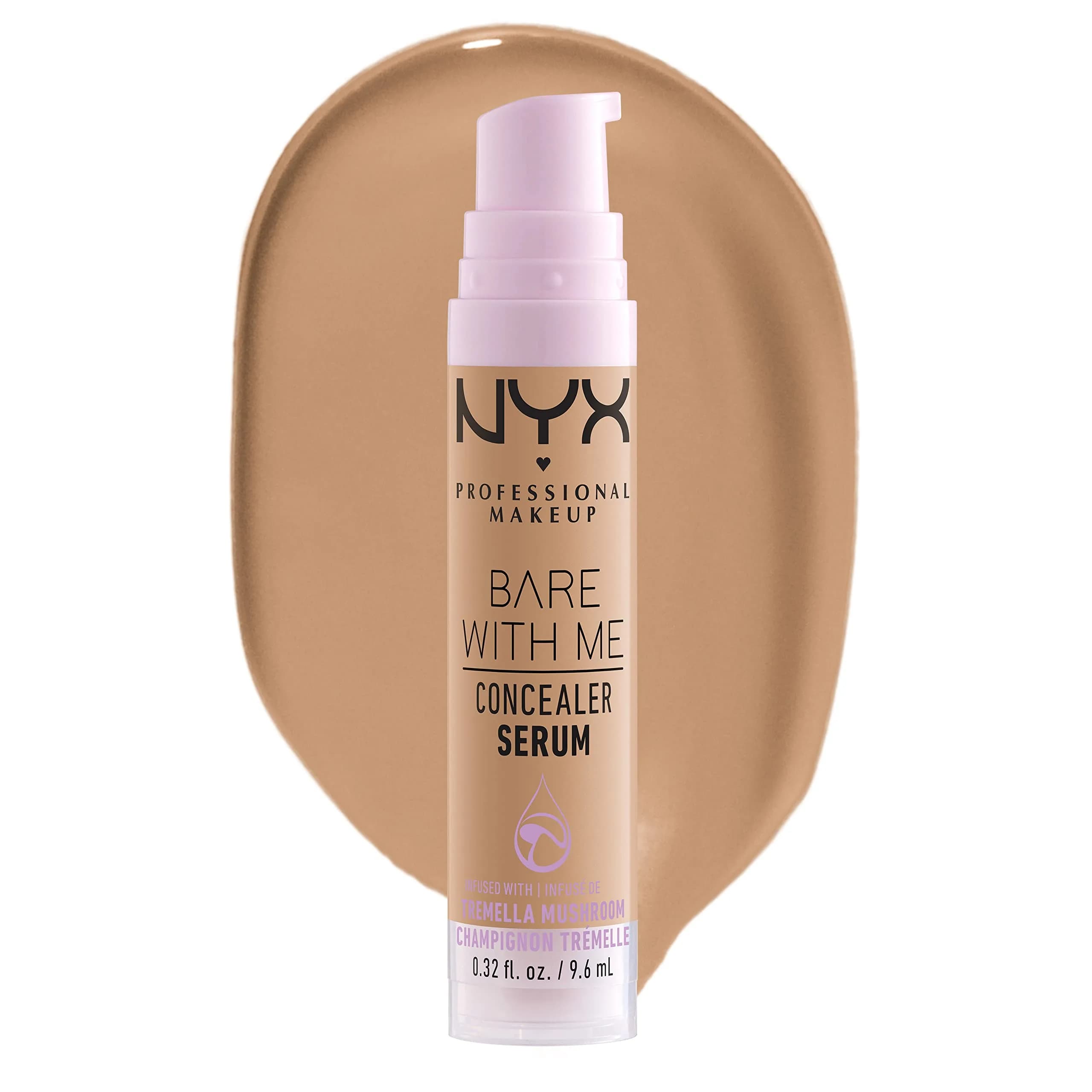 NYX PROFESSIONAL MAKEUP Bare With Me Concealer Serum 0.32 Fl Oz (9.5ml) | 24Hr Hydration & Medium Coverage — Medium