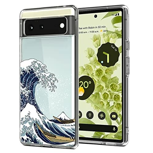 Unov Clear Pixel 6 Case with Great Wave Design | Slim TPU Protective Back Cover for Google Pixel 6 5G 6.4 inch thumbnail 1