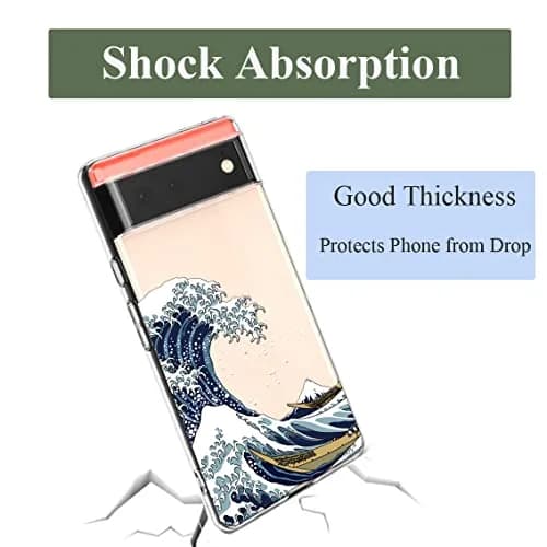 Unov Clear Pixel 6 Case with Great Wave Design | Slim TPU Protective Back Cover for Google Pixel 6 5G 6.4 inch thumbnail 5
