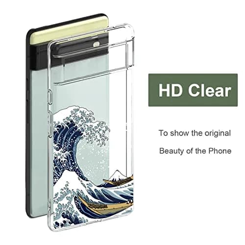 Unov Clear Pixel 6 Case with Great Wave Design | Slim TPU Protective Back Cover for Google Pixel 6 5G 6.4 inch thumbnail 6