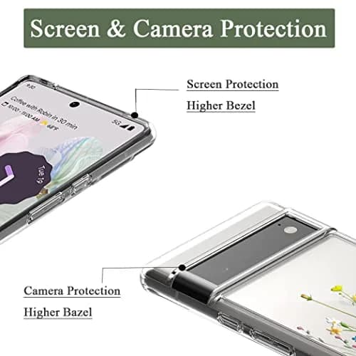 Unov Pixel 6 Pro Case Clear with Embossed Flower Bouquet Pattern | Slim Fit, Shockproof & Wireless Charging Compatible thumbnail 2