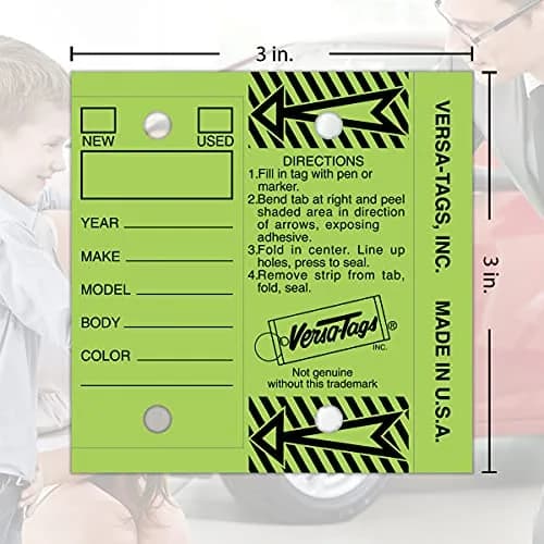 Versa-Tags Lime Green Self-Protecting Key Tags with Split Rings, 1000-Pack | Durable, High-Volume Automotive Organization thumbnail 2