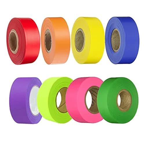 Nucucina Flagging Tape Assorted Colors | Non-Adhesive Waterproof PVC Marking Roll 1.2"x150' for Outdoor & Indoor Use thumbnail 1