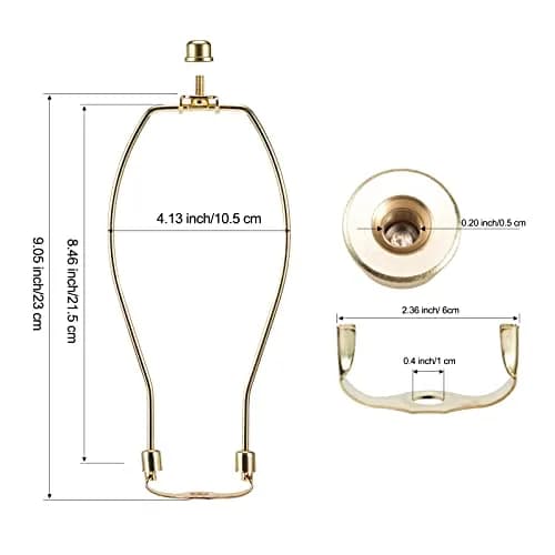 Saangseon Lamp Harp 9 Inch Polished Brass Kit (2 Sets) | Fits 3/8" Lamp Nipple thumbnail 2