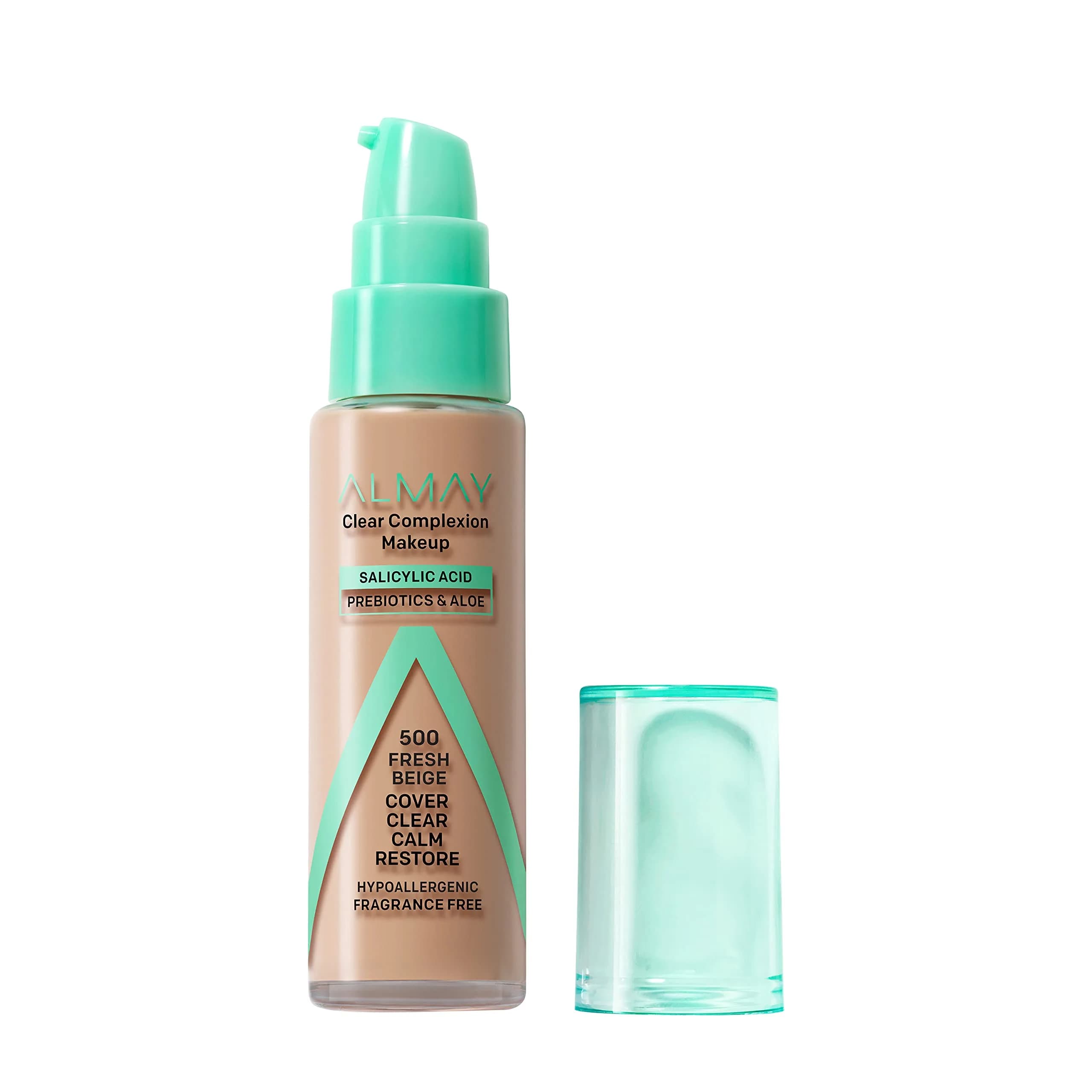 Almay Clear Complexion Acne Foundation Makeup 1 fl oz (29.57 ml) | Hypoallergenic & Fragrance-Free for Sensitive Skin — 500 - Light-Medium with Cool Undertone