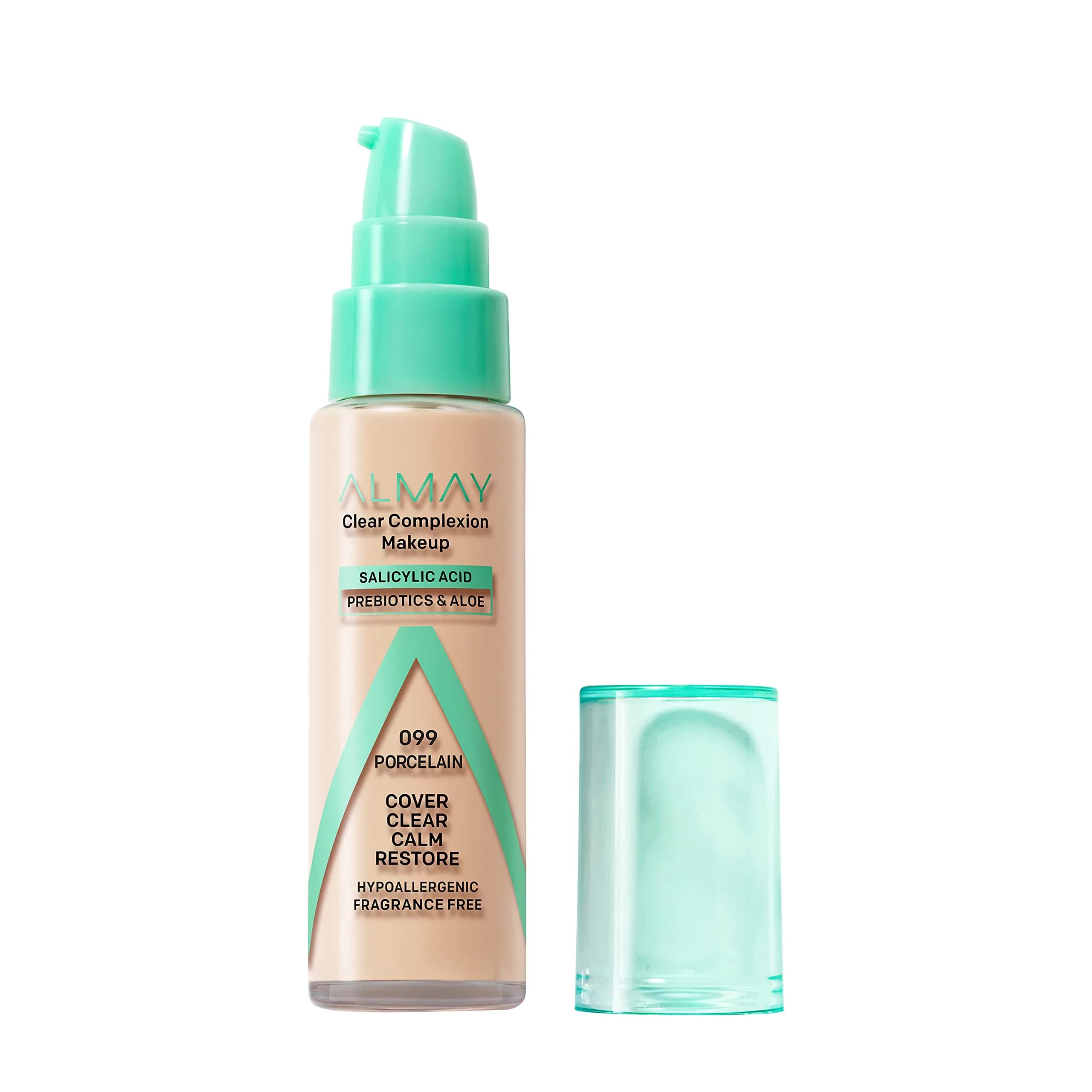 Almay Clear Complexion Acne Foundation Makeup 29.57ml (1 fl oz) | Hypoallergenic & Fragrance-Free — 099 - Fair-Light with Neutral Undertone