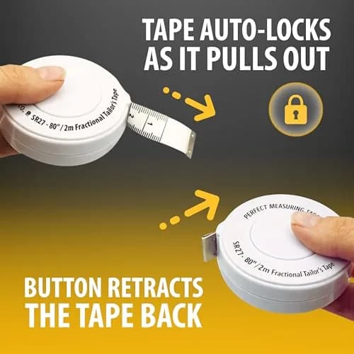 Perfect Measuring Tape - Premium Retractable Tailor’s Tape & Crafters Tape – 80" / 2m - Pocket Sized Fractional Inch & Metric Tape Measure for Fabric, Body, and Sewing Measurements thumbnail 6