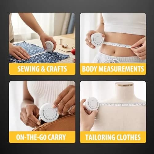 Perfect Measuring Tape - Premium Retractable Tailor’s Tape & Crafters Tape – 80" / 2m - Pocket Sized Fractional Inch & Metric Tape Measure for Fabric, Body, and Sewing Measurements thumbnail 7