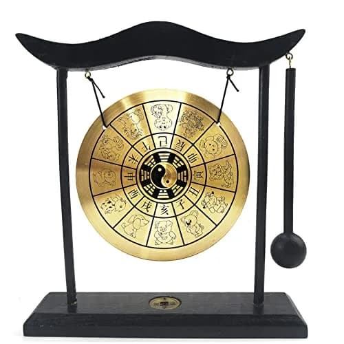 Hooshing Brass Gong Desktop Zen Art Feng Shui Decor, Gossipy Zodiac Signs | Soothing Sound & Positive Energy (70-120 chars) thumbnail 1