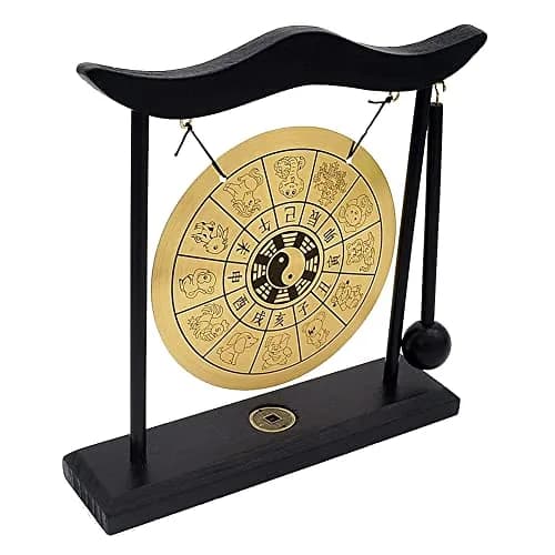 Hooshing Brass Gong Desktop Zen Art Feng Shui Decor, Gossipy Zodiac Signs | Soothing Sound & Positive Energy (70-120 chars) thumbnail 5