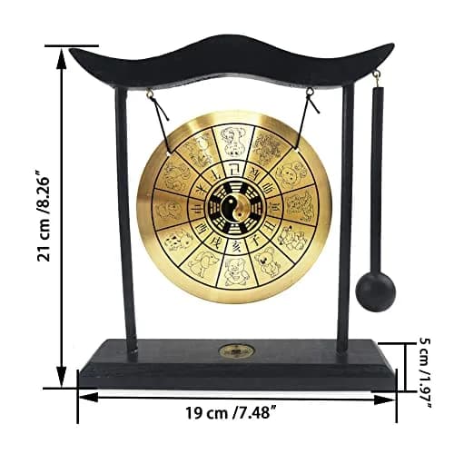 Hooshing Brass Gong Desktop Zen Art Feng Shui Decor, Gossipy Zodiac Signs | Soothing Sound & Positive Energy (70-120 chars) thumbnail 2