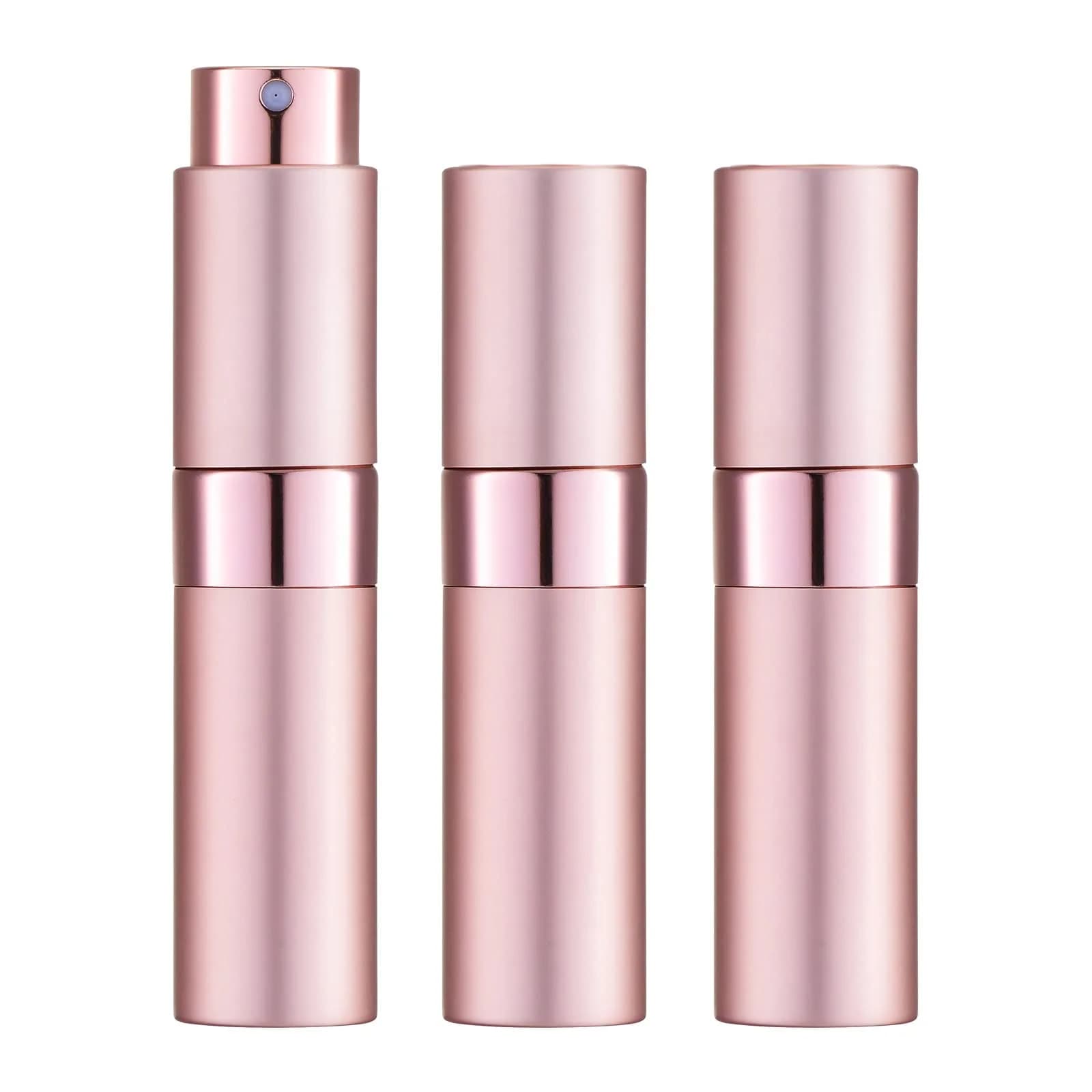 LISAPACK Refillable Perfume Bottle 8ml (0.27 Fl Oz) 3-Pack Pink | TSA Approved Travel Spray Atomizer — 3 Pink