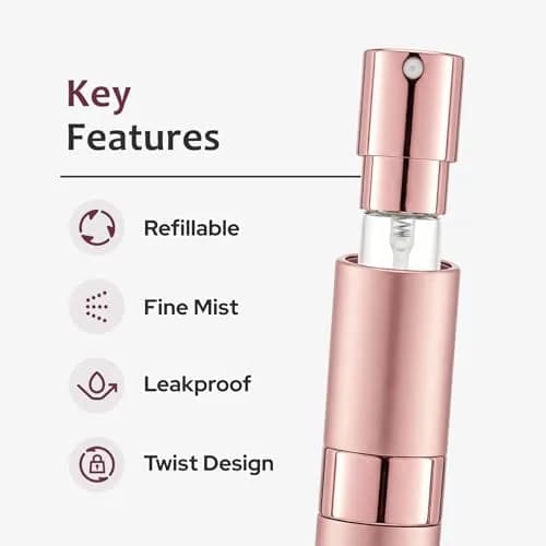 LISAPACK Refillable Perfume Bottle 8ml (0.27 Fl Oz) 3-Pack Pink | TSA Approved Travel Spray Atomizer thumbnail 3