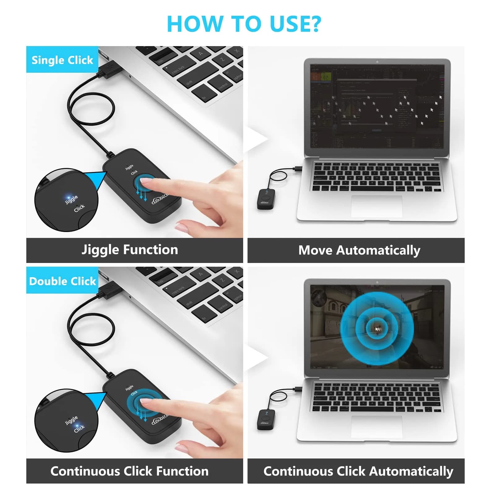 Cloudeck Mouse Jiggler M1-Black | Prevents PC Sleep & Auto Clicks - view 6
