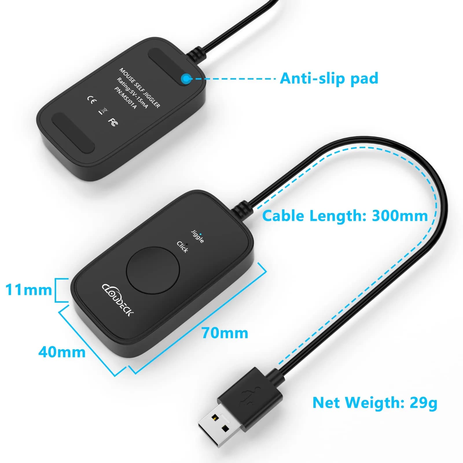Cloudeck Mouse Jiggler M1-Black | Prevents PC Sleep & Auto Clicks - view 8