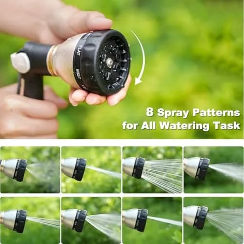 FANHAO Metal Thumb Control Garden Hose Nozzle Heavy Duty, 8 Spray Patterns | Rustproof Zinc Alloy, Ergonomic Grip thumbnail 4