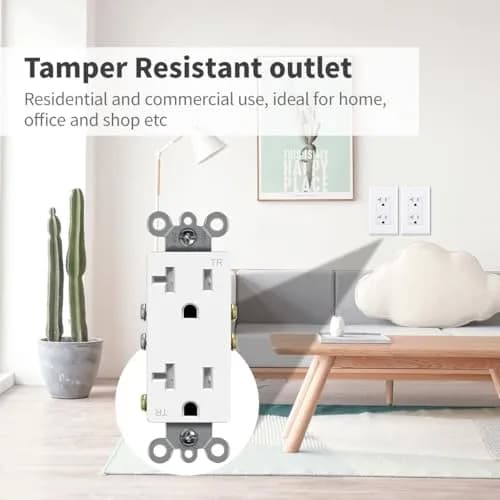micmi Decorator Receptacle Outlet 20A | Tamper-Resistant UL Listed White thumbnail 7