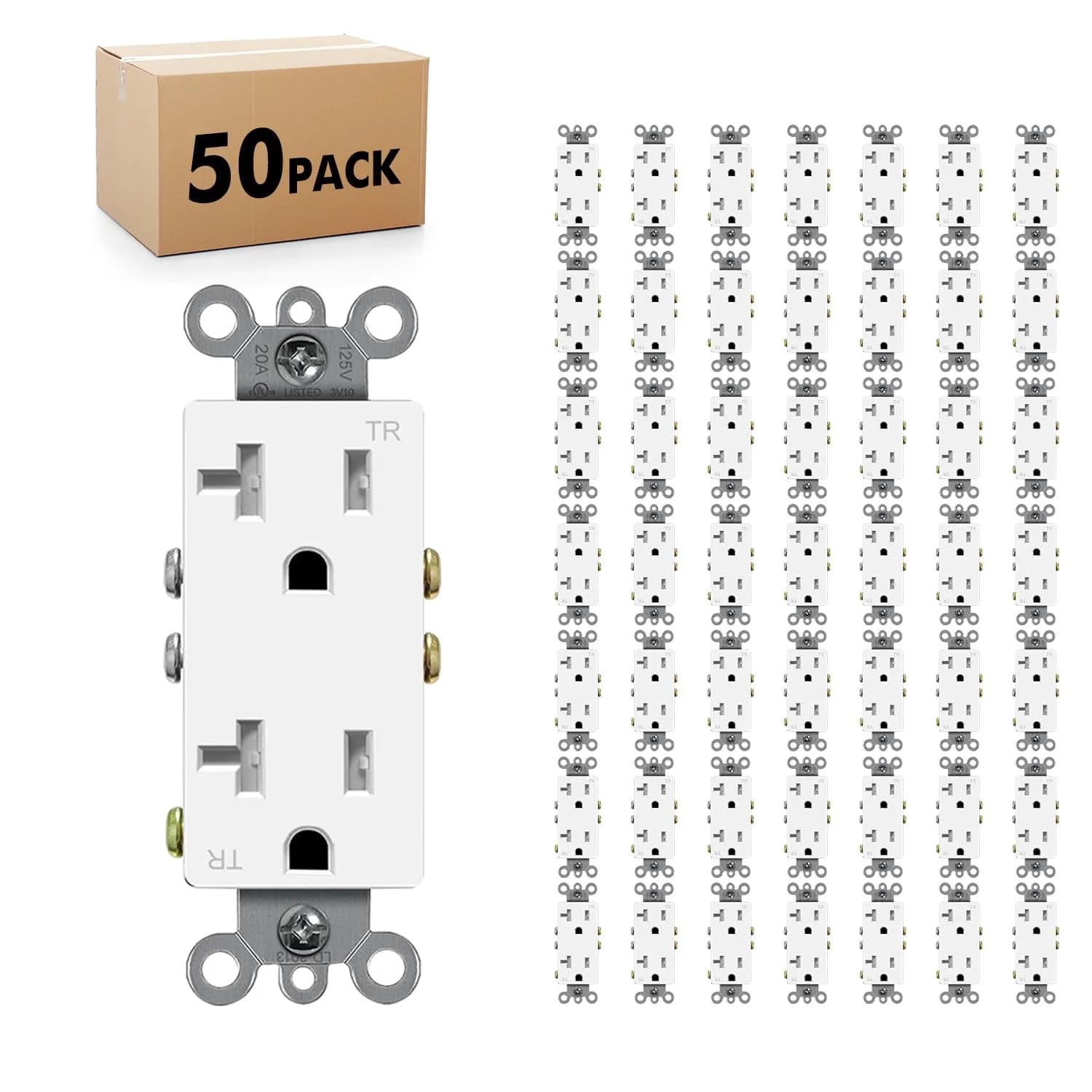 micmi Decorator Receptacle Outlet 20A | Tamper-Resistant UL Listed White - main product image