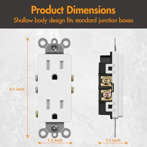 micmi 15A Electrical Outlet | Tamper Resistant, UL Listed, White, 125V thumbnail 2