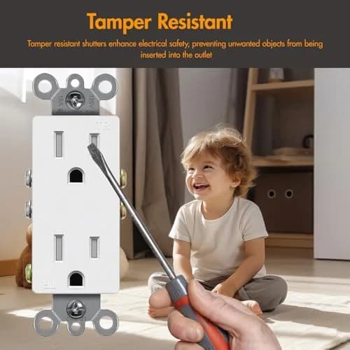 micmi 15A Electrical Outlet | Tamper Resistant, UL Listed, White, 125V thumbnail 4