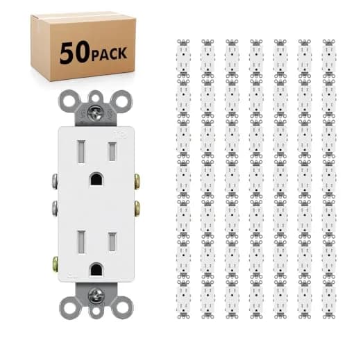 micmi 15A Electrical Outlet | Tamper Resistant, UL Listed, White, 125V - main product image