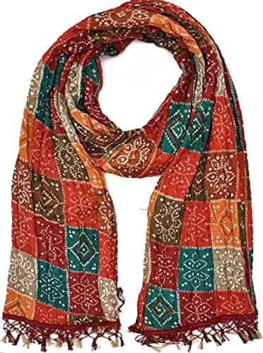 C&G INDIA Rajasthani Traditional Multicolored Chinon Silk Bandhej Dupatta 2.25 m (88.58 in) | Authentic Indian Weave thumbnail 1