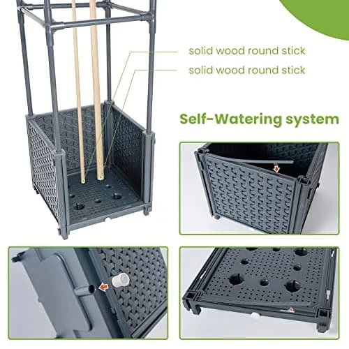 GREEN MOUNT Raised Garden Bed Planter with Trellis 41.3"H | Supports Heavy Climbing Plants thumbnail 4