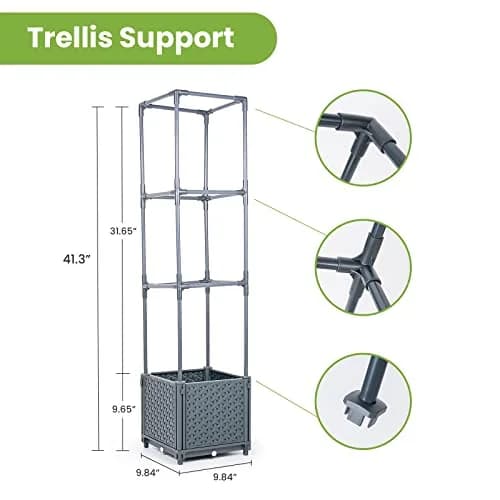 GREEN MOUNT Raised Garden Bed Planter with Trellis 41.3"H | Supports Heavy Climbing Plants thumbnail 3