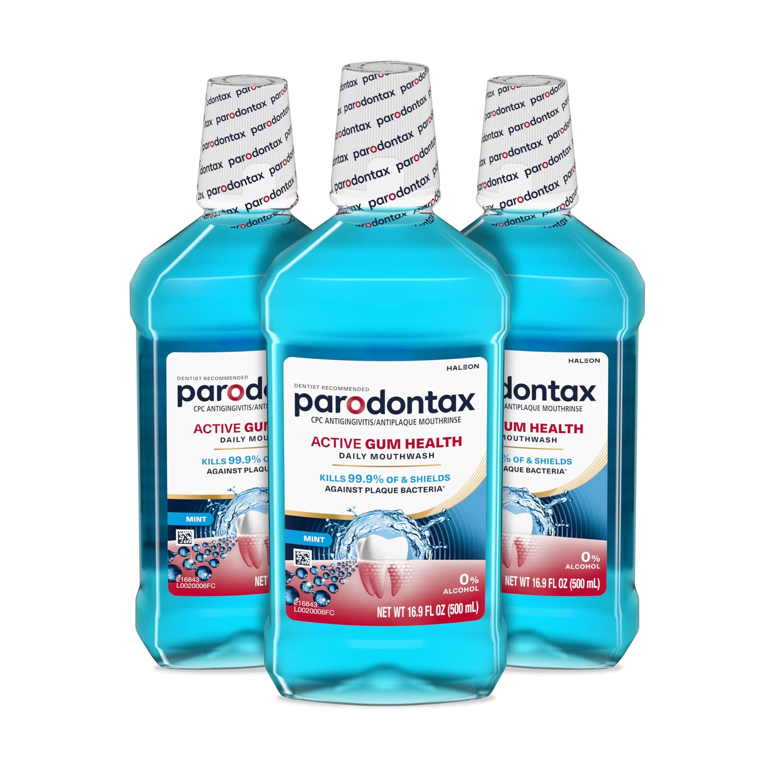 Parodontax Active Gum Health Mouthwash, 3x16.9 Fl Oz | Antibacterial, Antigingivitis, Mint
