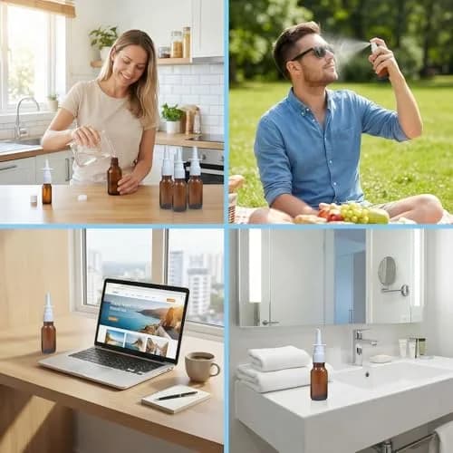UPSTORE 30ml (1oz) Amber Glass Spray Bottles with Fine Mist Sprayers, 6-Pack | Leak-Proof & Reusable Containers thumbnail 6