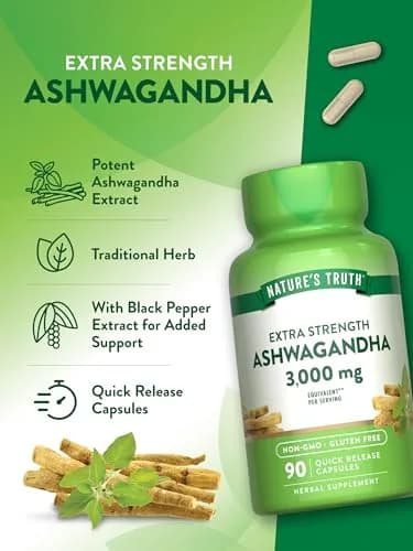 Nature's Truth Ashwagandha Capsules 90 Count | Extra Strength with Black Pepper for Adults thumbnail 5