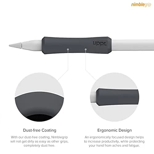 UPPERCASE NimbleGrip Silicone Ergonomic Grip Holder for Apple Pencil (Gray, 1 Pack) | Comfortable, Supportive, Compatible with All Apple Pencil Models thumbnail 4