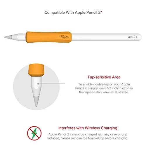 UPPERCASE NimbleGrip Silicone Ergonomic Grip Holder for Apple Pencil (Gray, 1 Pack) | Comfortable, Supportive, Compatible with All Apple Pencil Models thumbnail 5
