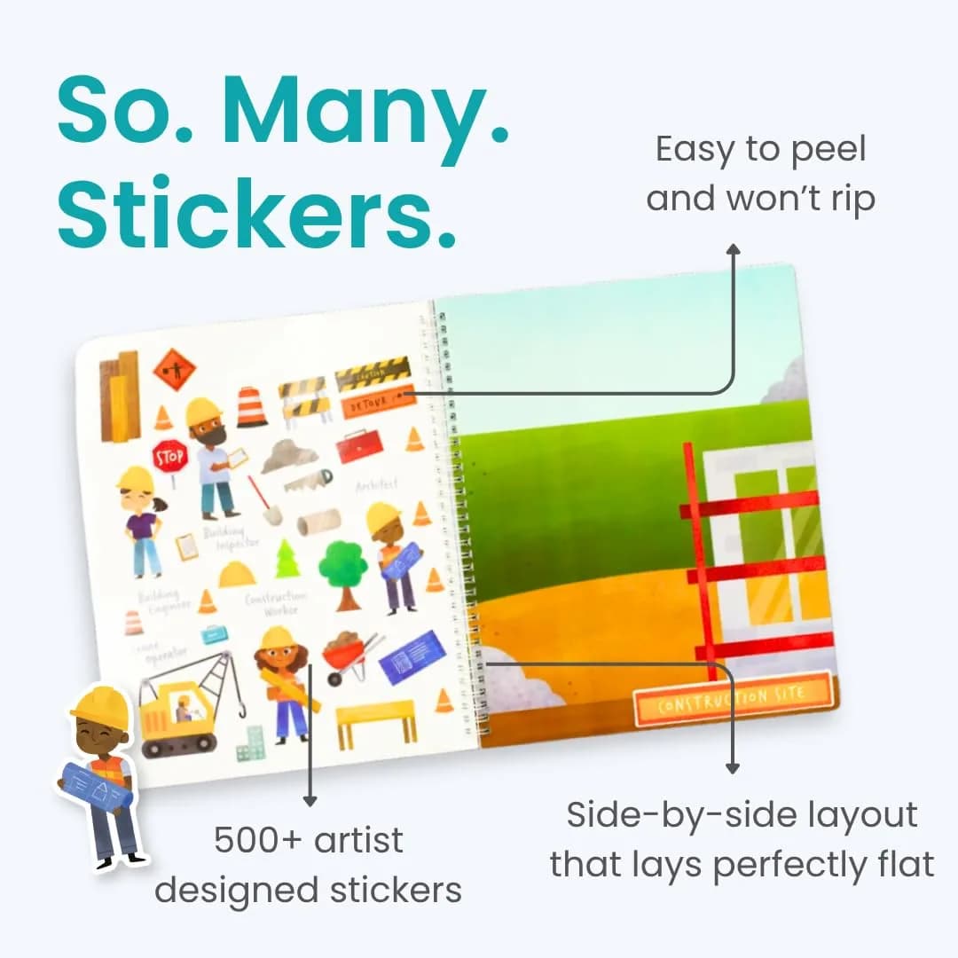 CUPKIN When I Grow Up Sticker Book & Coloring Pages, Occupations & Jobs, 12 Scenes & 12 Coloring Pages | Social Studies Kindergarten Activity Book - view 3