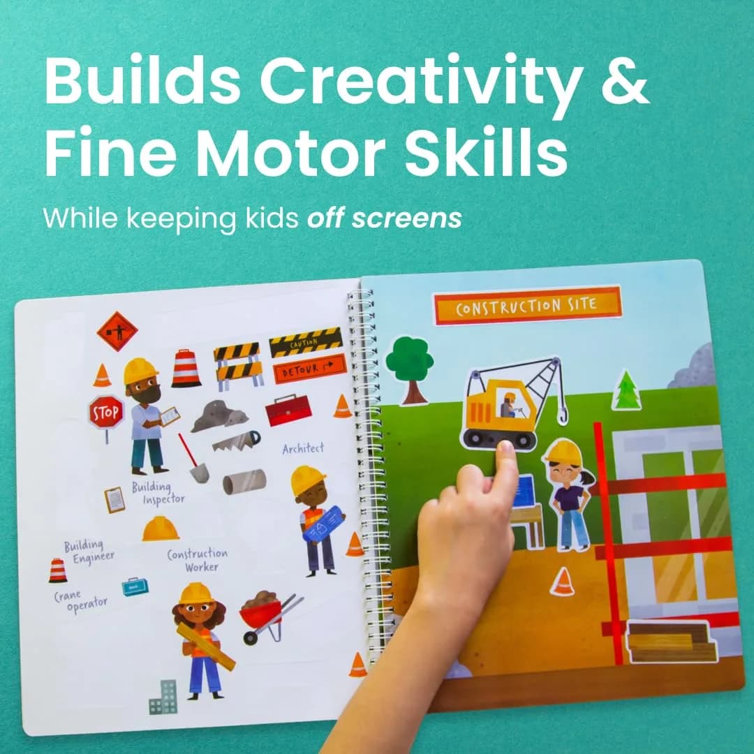 CUPKIN When I Grow Up Sticker Book & Coloring Pages, Occupations & Jobs, 12 Scenes & 12 Coloring Pages | Social Studies Kindergarten Activity Book - view 4