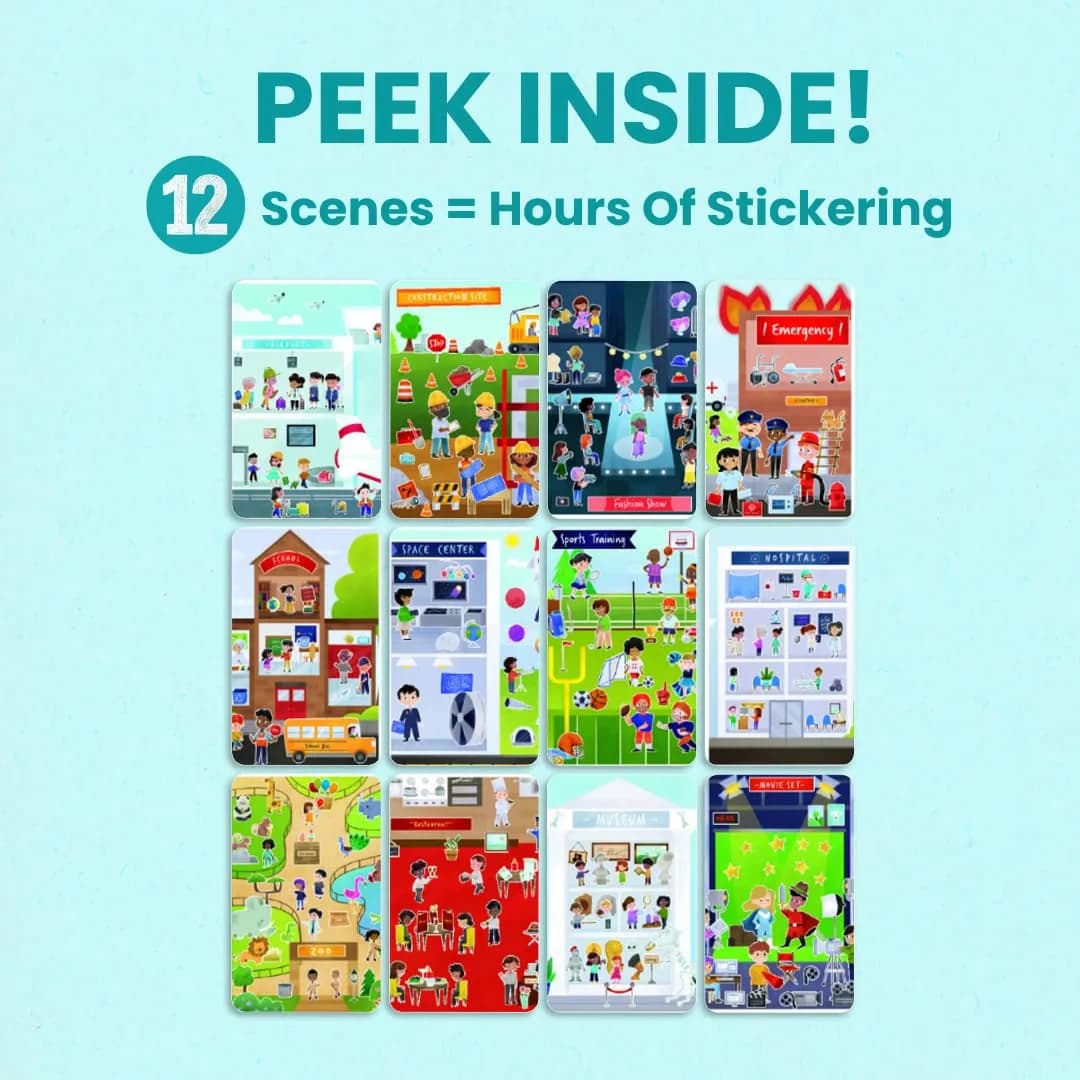 CUPKIN When I Grow Up Sticker Book & Coloring Pages, Occupations & Jobs, 12 Scenes & 12 Coloring Pages | Social Studies Kindergarten Activity Book - view 6