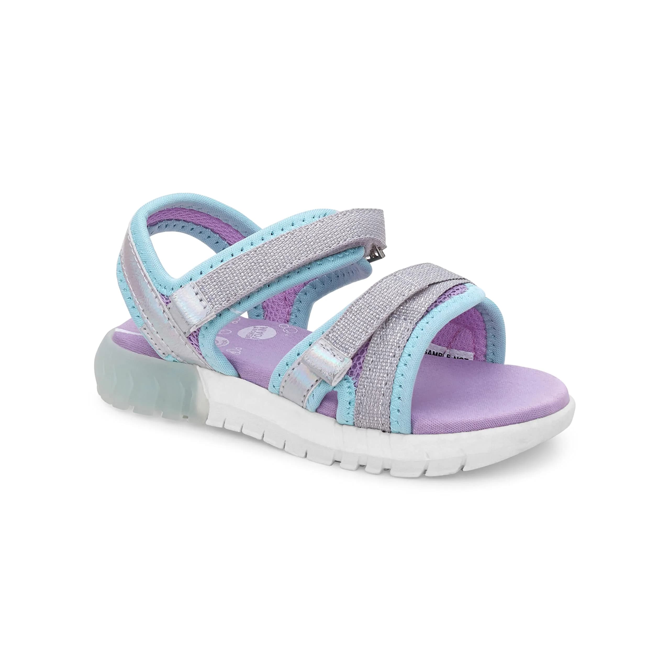 Stride Rite 360 Girls Sevita Light Up Sandal, Iridescent, 7 Toddler | Breathable, Washable & Slip-Resistant — Iridescent / 7 Toddler