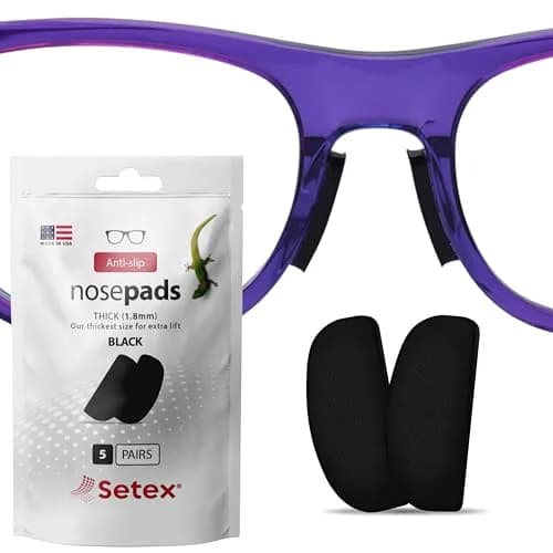 Setex Gecko Grip Thick 1.8mm Anti Slip Nose Pads for Glasses, 5 Pair Black | Secure Grip for Sweaty & Oily Skin thumbnail 1