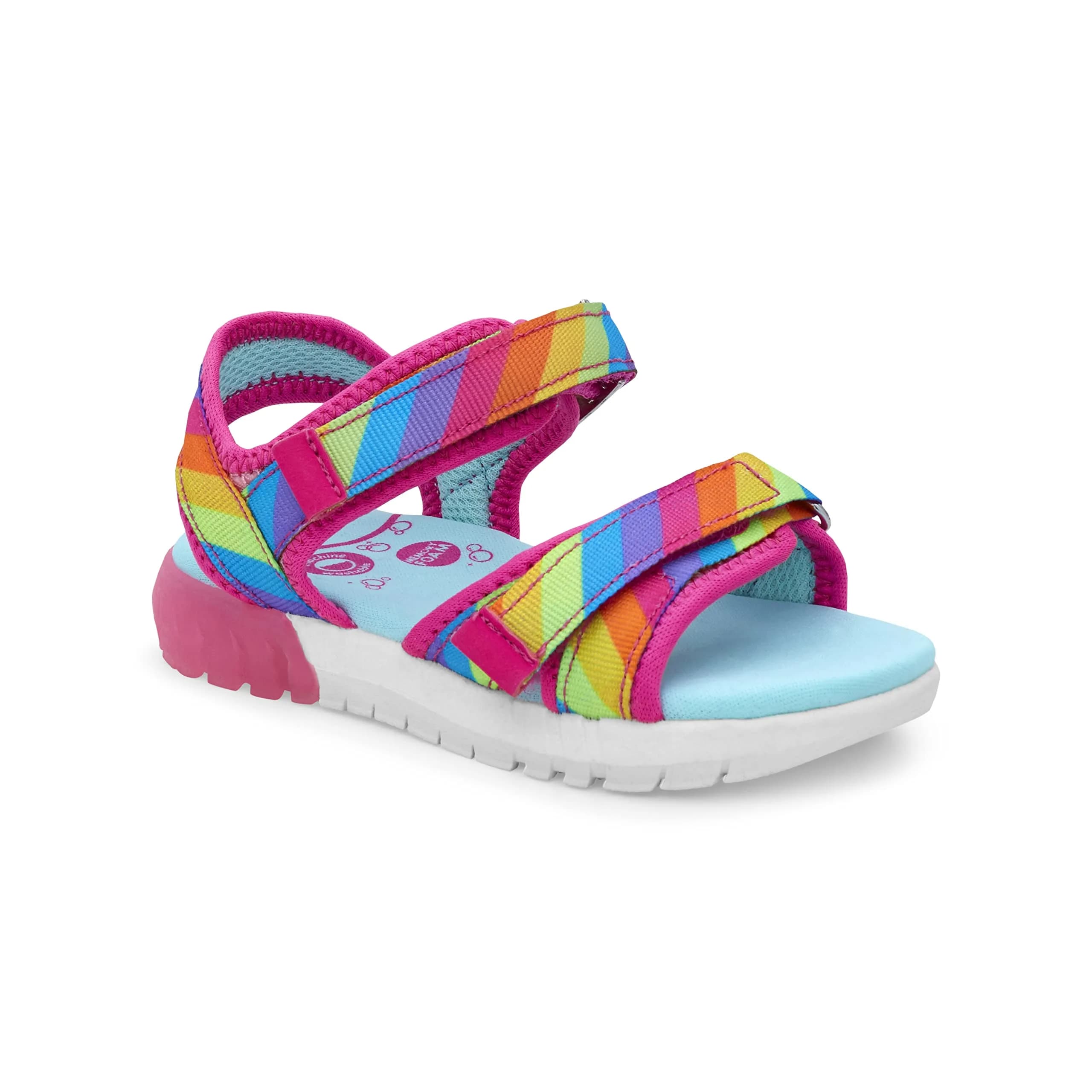 Stride Rite 360 Girls Sevita Light Up Sandal, Rainbow, 9 Toddler | Breathable, Washable Summer Shoe — Rainbow