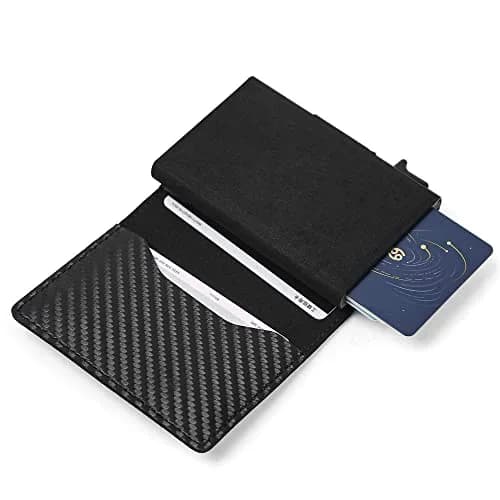 Fermido Wallet with Air Tag Holder RFID Credit Card Money Holder Slim Leather Accessory for Men (Black Carbon Fiber) thumbnail 7