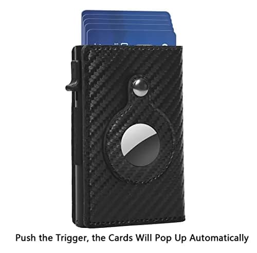 Fermido Wallet with Air Tag Holder RFID Credit Card Money Holder Slim Leather Accessory for Men (Black Carbon Fiber) thumbnail 2