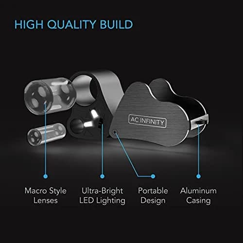 AC Infinity Illuminated Jewelers Loupe, Pocket Magnifying Glass 30x 60x | Dual Lens with LED Light thumbnail 3