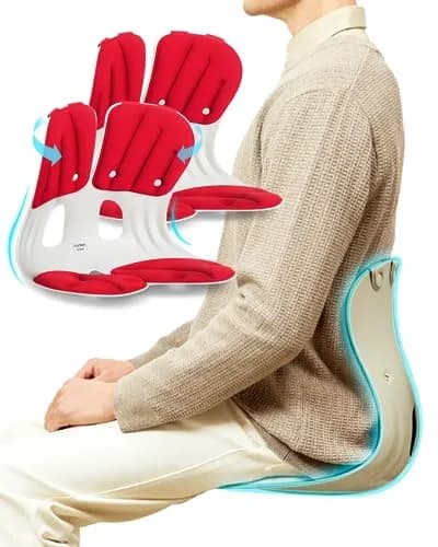 curble Grand 2 Pack– Extra Wide Ergonomic Seat Support | Passive Posture Trainer for Office, Home & Car (Red) thumbnail 1