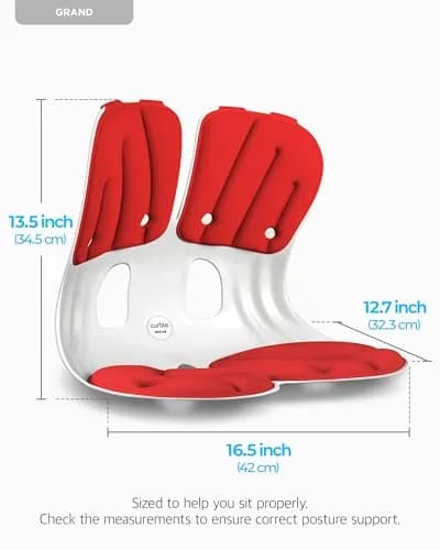 curble Grand 2 Pack– Extra Wide Ergonomic Seat Support | Passive Posture Trainer for Office, Home & Car (Red) thumbnail 2