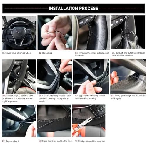 AUTOXBERT Suede Leather Steering Wheel Cover 38cm (15 inch) | DIY Hand-Sewn Grip for Enhanced Control thumbnail 7