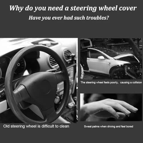 AUTOXBERT Suede Leather Steering Wheel Cover 38cm (15 inch) | DIY Hand-Sewn Grip for Enhanced Control thumbnail 2