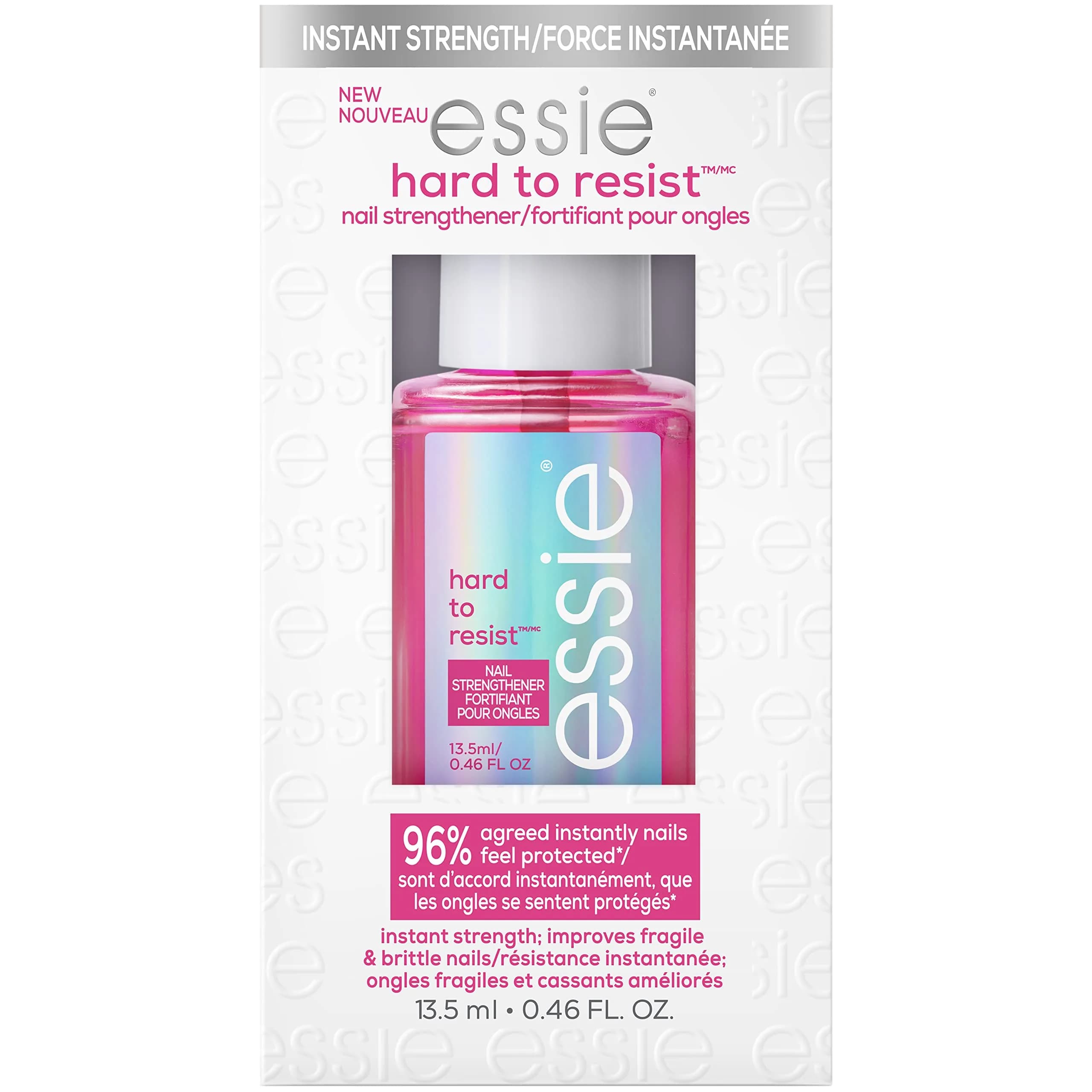 essie Hard To Resist Nail Strengthener Glow & Shine Pink Tint 13.5ml (0.46 fl oz) | Vegan Formula for Stronger, Less Brittle Nails — Hard To Resist- Glow & Shine