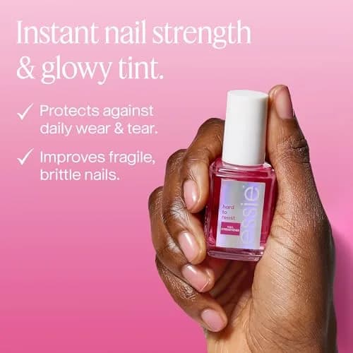 essie Hard To Resist Nail Strengthener Glow & Shine Pink Tint 13.5ml (0.46 fl oz) | Vegan Formula for Stronger, Less Brittle Nails thumbnail 4
