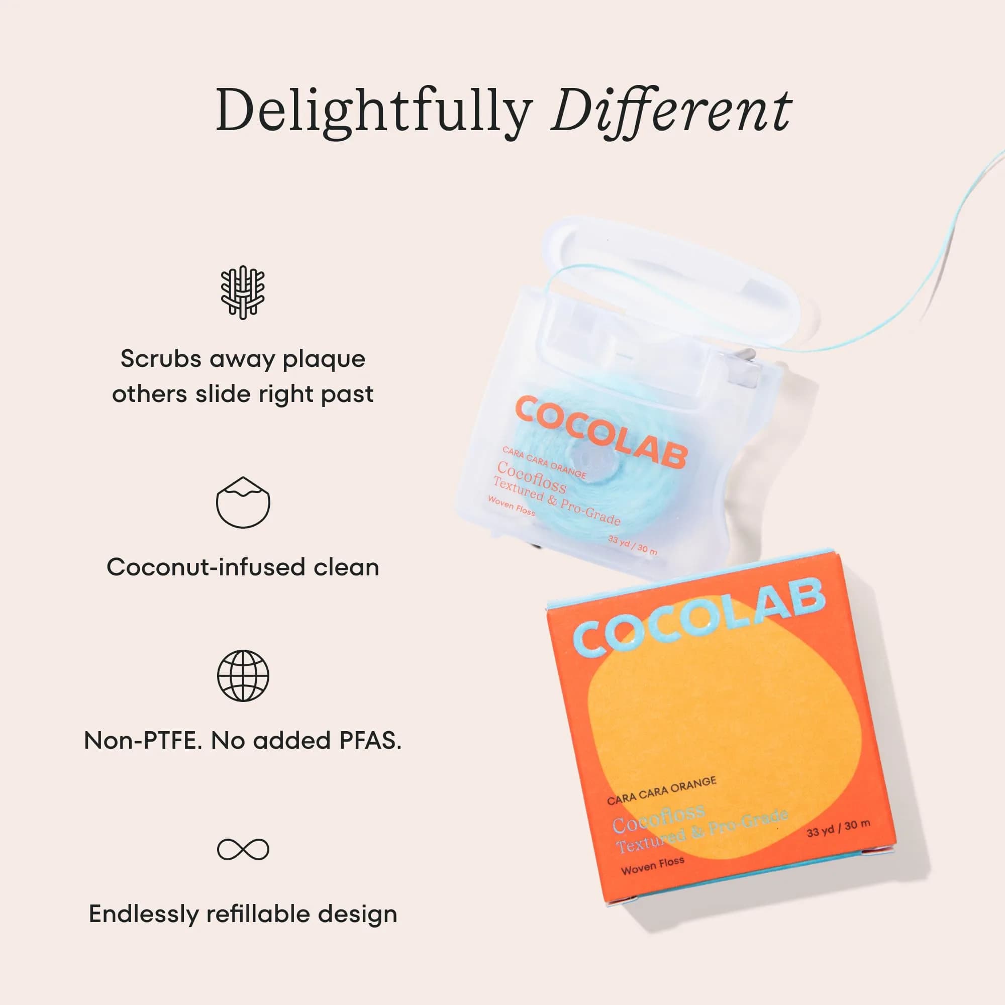 Cocolab Expanding Woven Dental Floss 1 Pack | Vegan Coconut Oil Infused Floss - view 2
